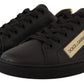 Elegant Black and Gold Low-top Leather Sneakers