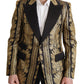 Black Gold Jacquard Single Breasted Blazer