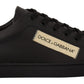 Elegant Black and Gold Low-top Leather Sneakers