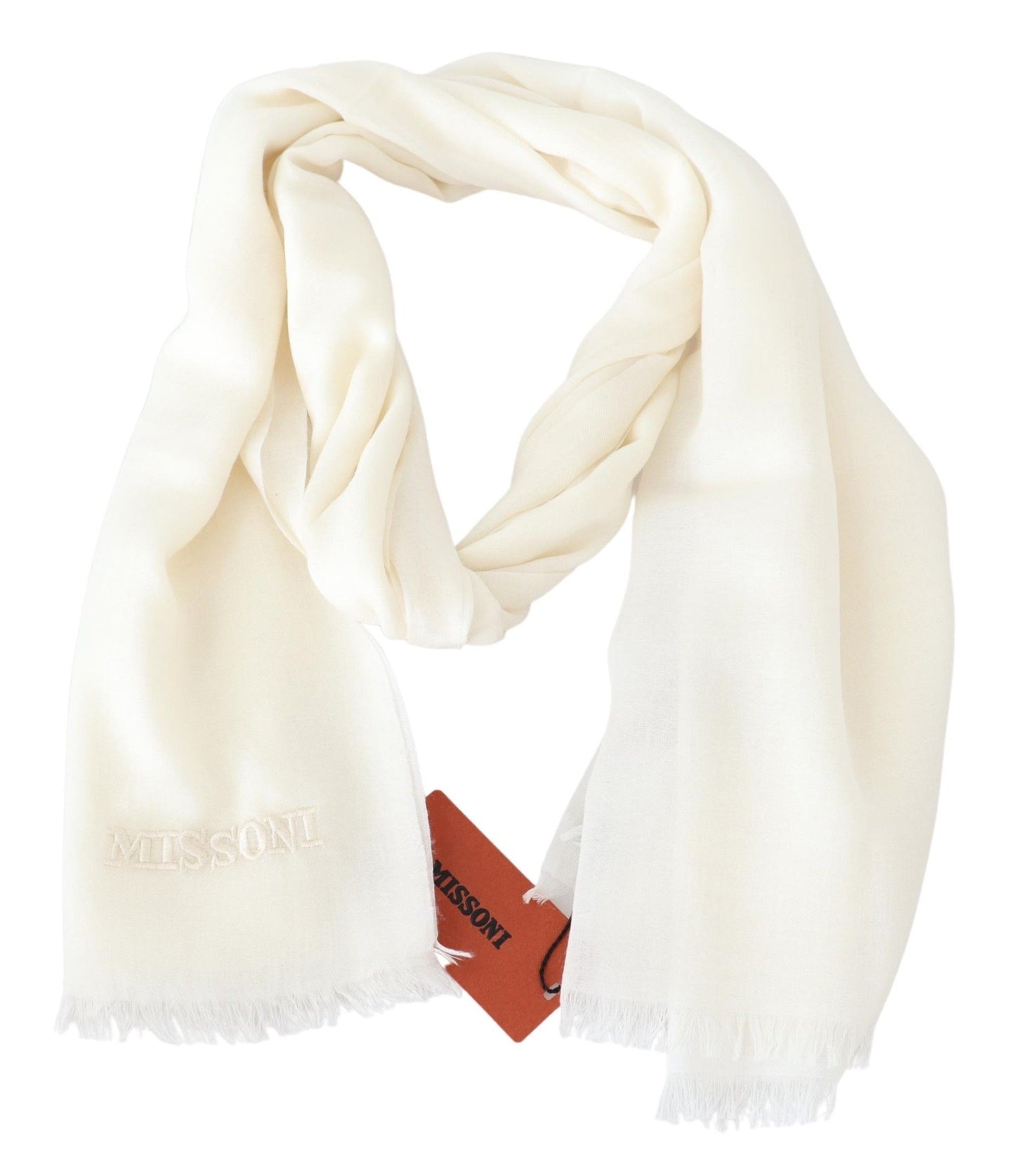 Elegant White Cashmere Scarf Unisex