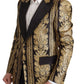 Black Gold Jacquard Single Breasted Blazer