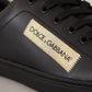 Elegant Black and Gold Low-top Leather Sneakers