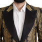 Black Gold Jacquard Single Breasted Blazer
