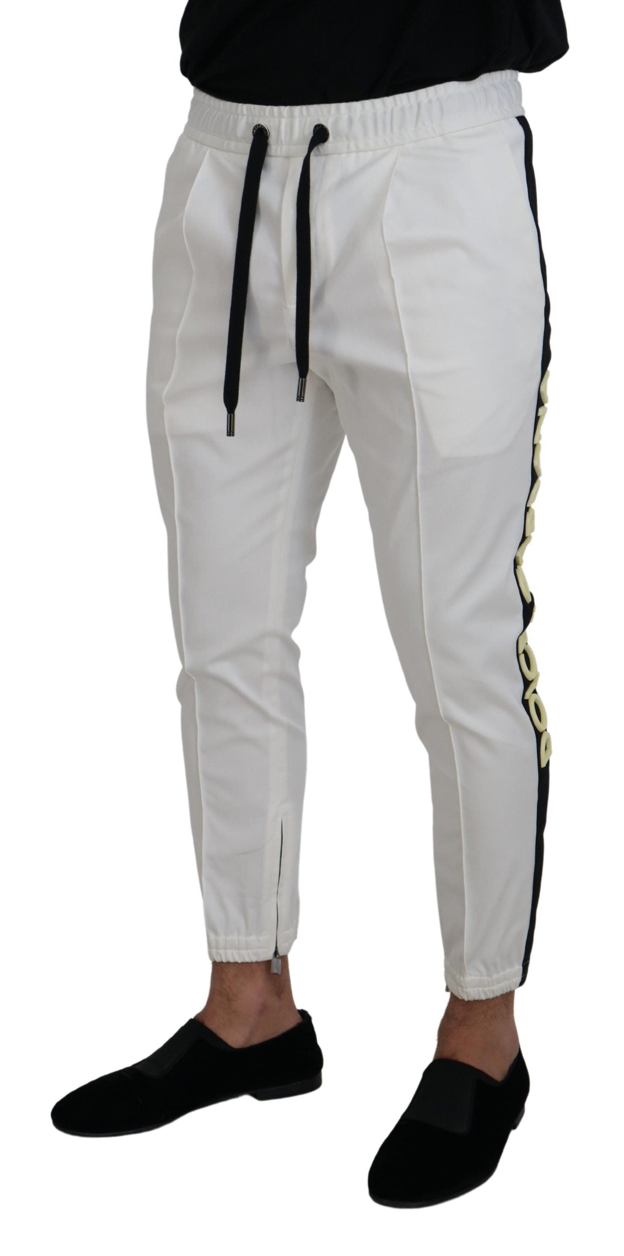 White Cotton DG Logo Jogger Pants