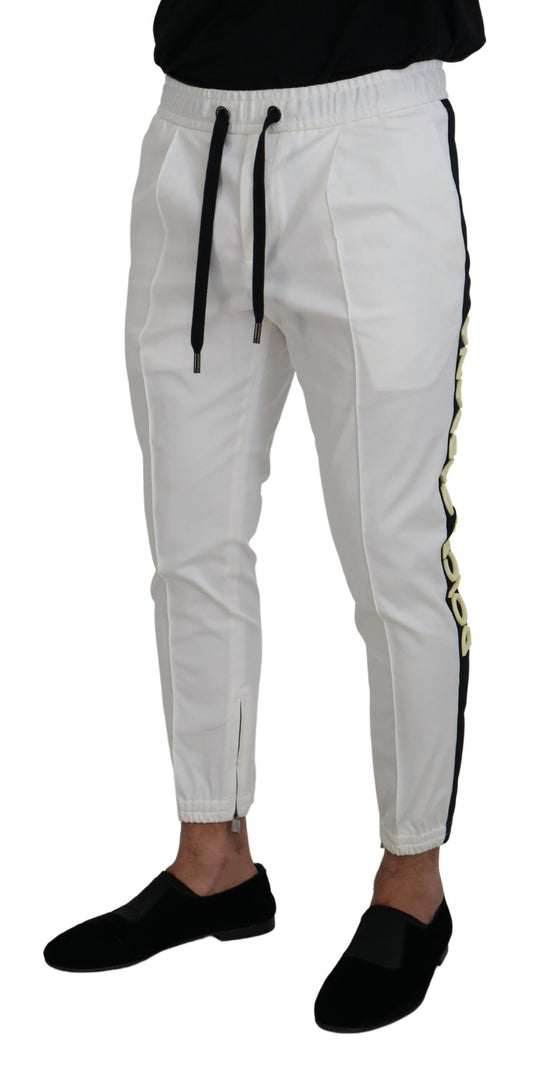 White Cotton DG Logo Jogger Pants