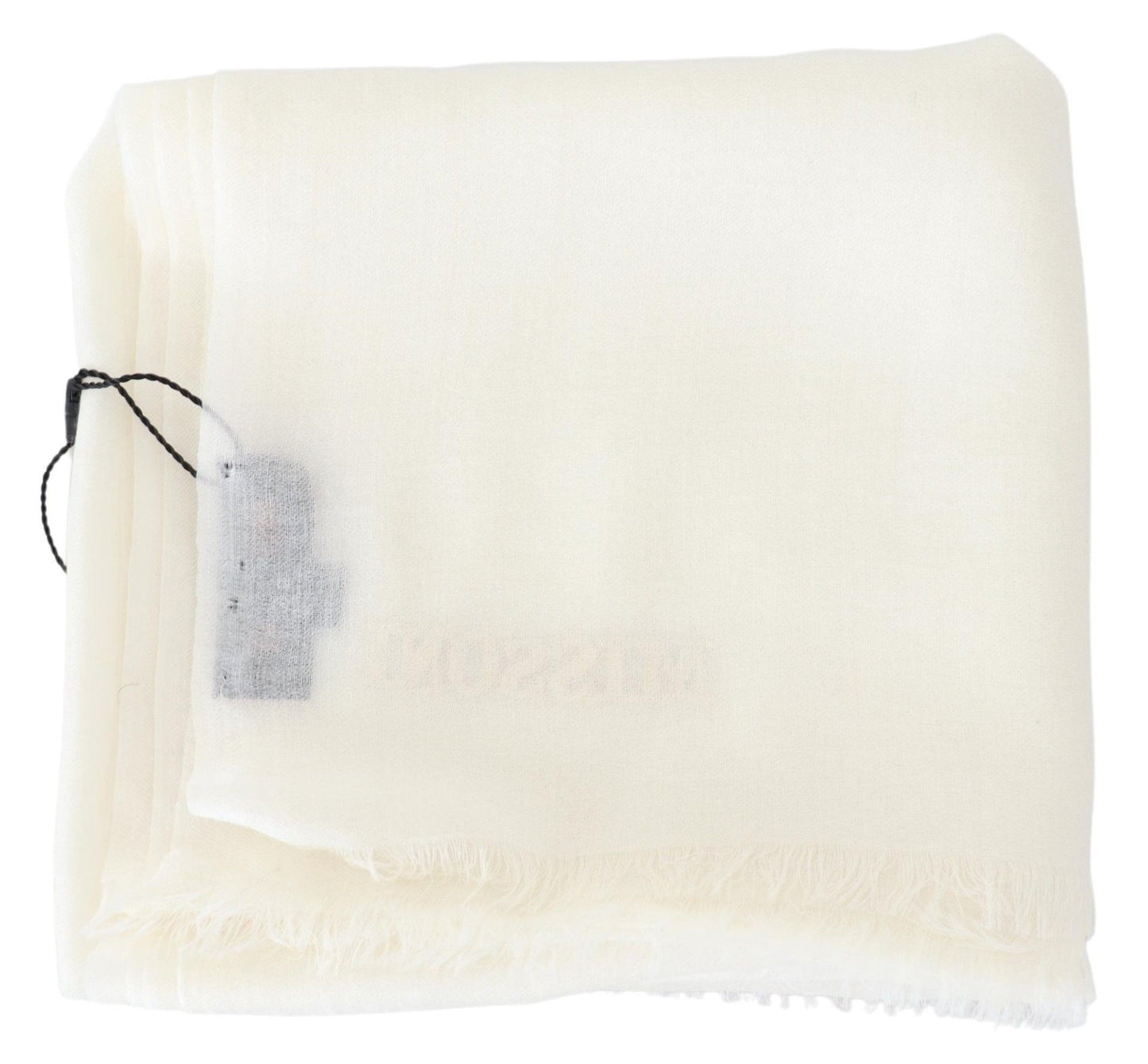 Elegant White Cashmere Scarf Unisex