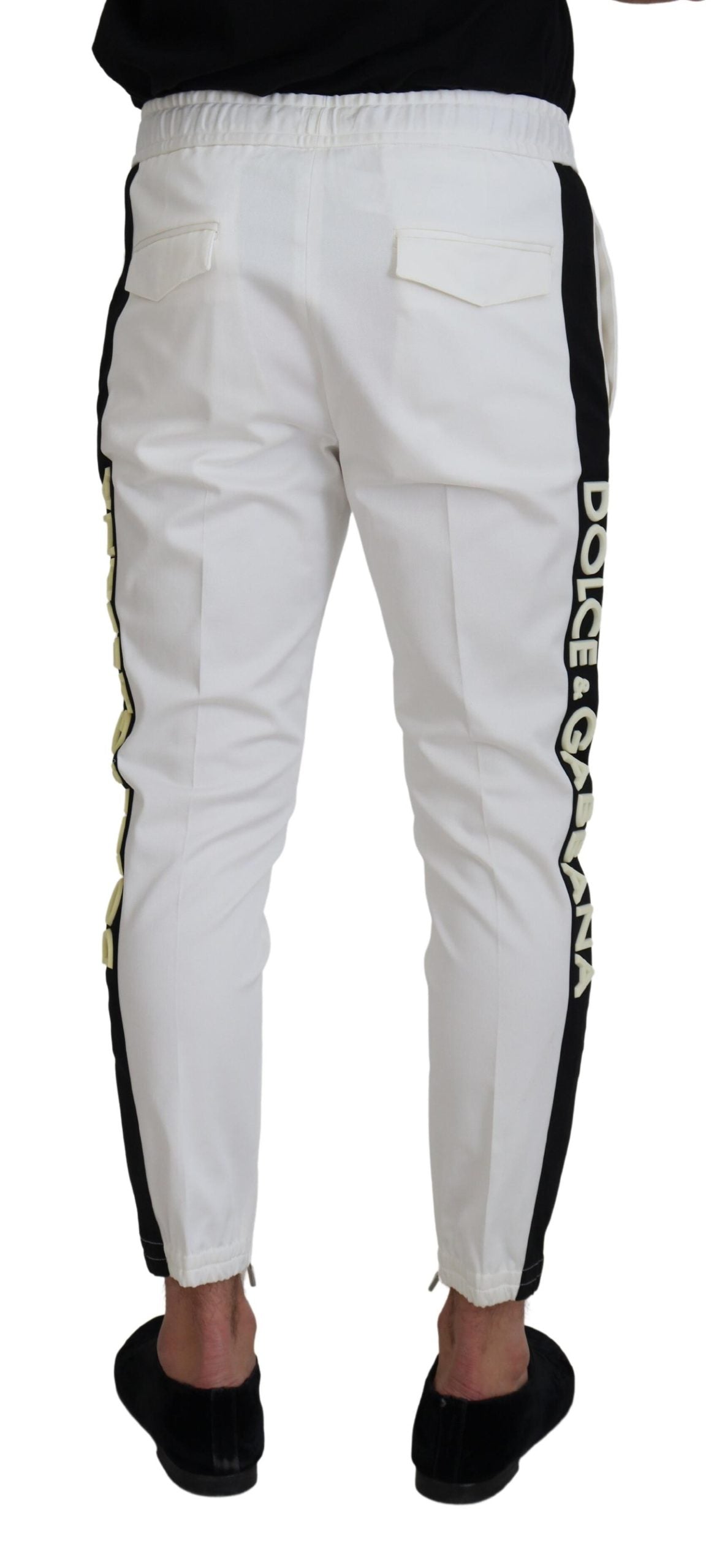 White Cotton DG Logo Jogger Pants