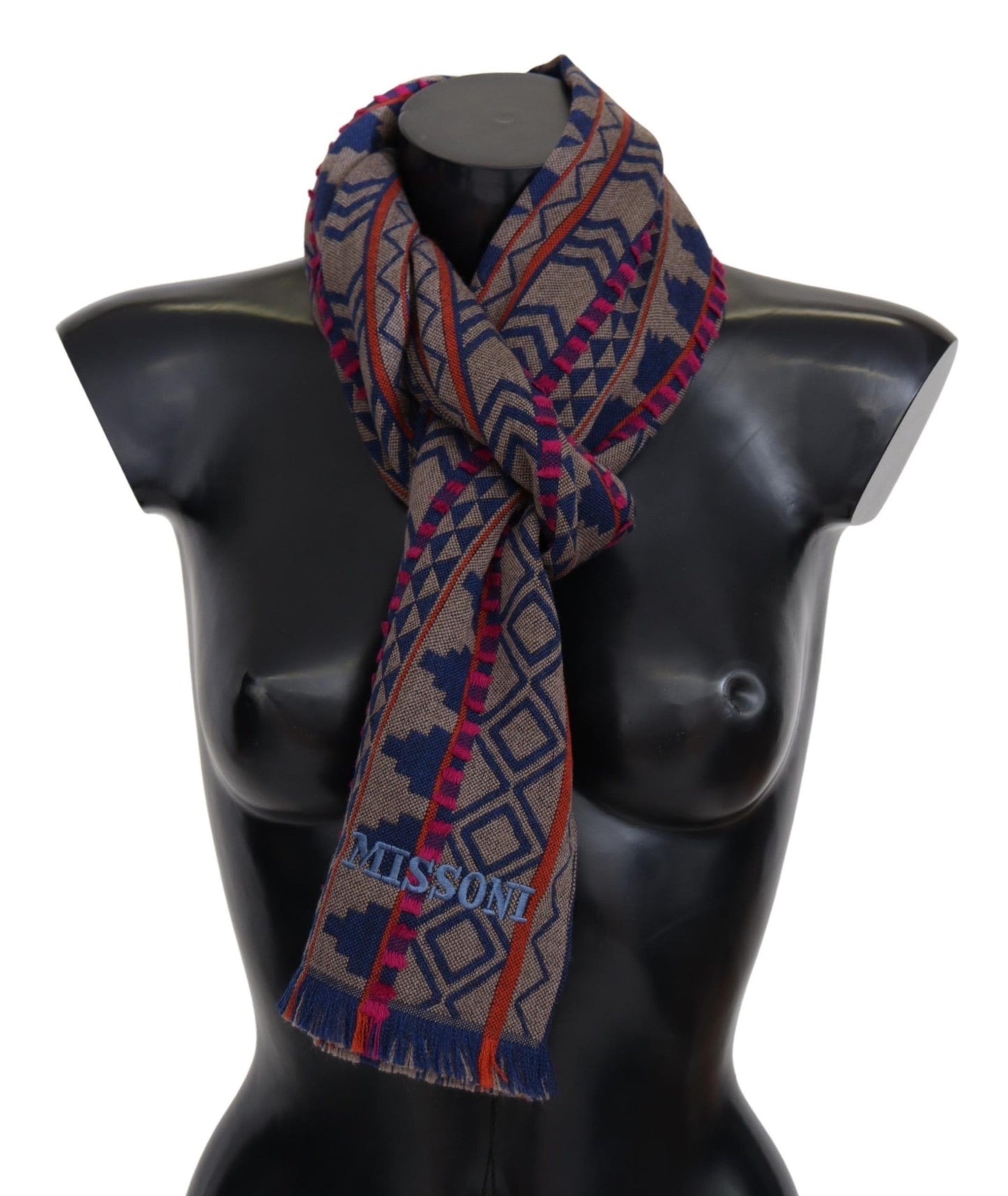 Elegant Multicolor Wool Scarf with Fringes