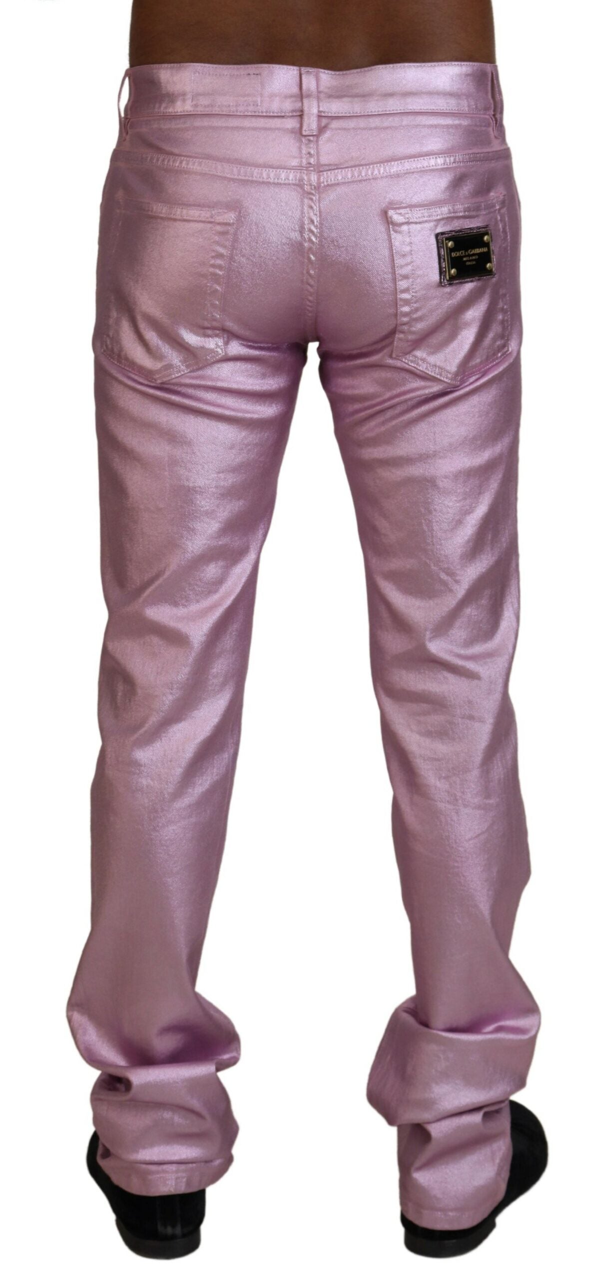 Metallic Pink Loose Denim Jeans