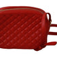 Elegant Red Leather Crossbody Glam Bag