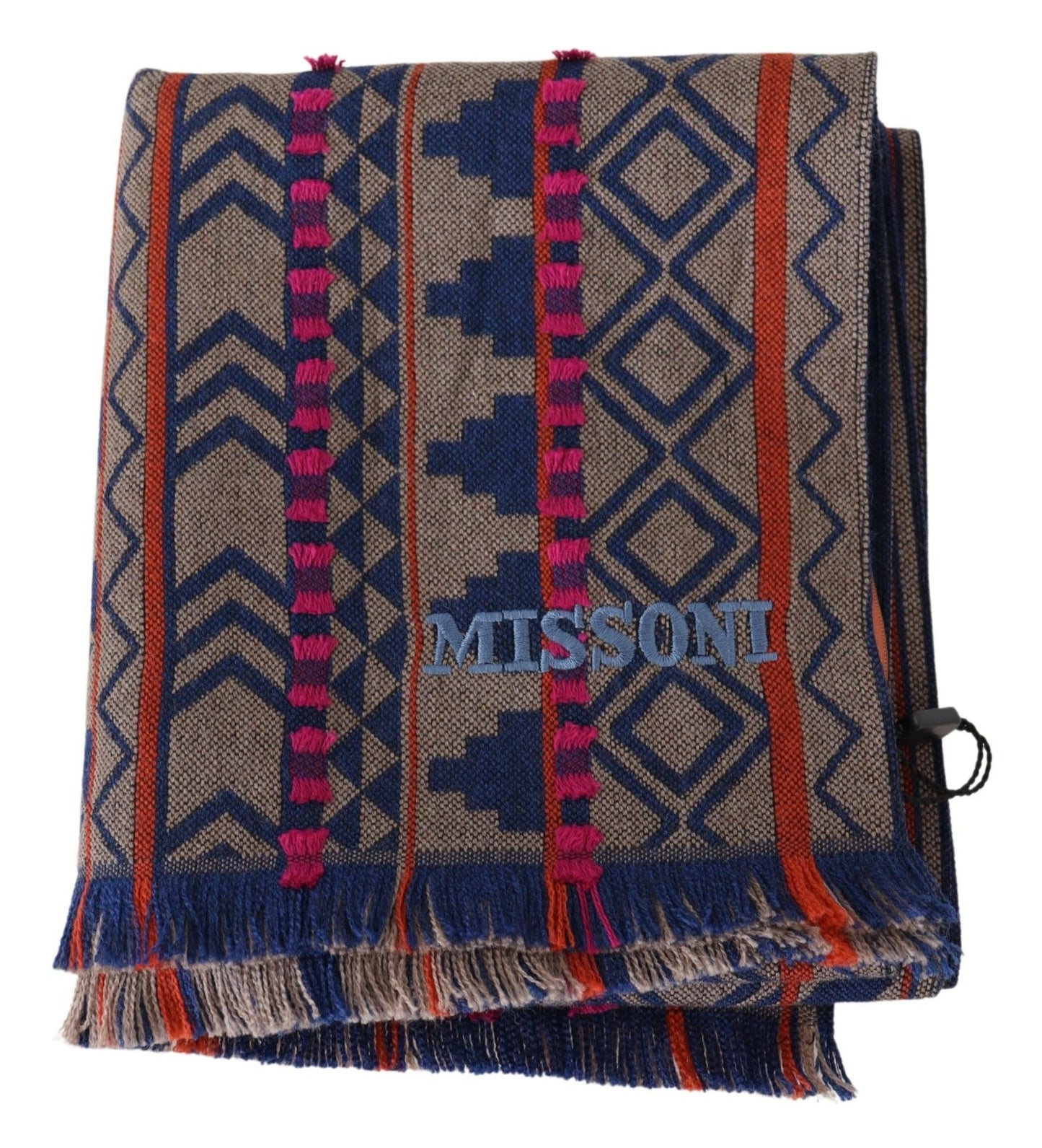 Elegant Multicolor Wool Scarf with Fringes