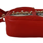 Elegant Red Leather Crossbody Glam Bag
