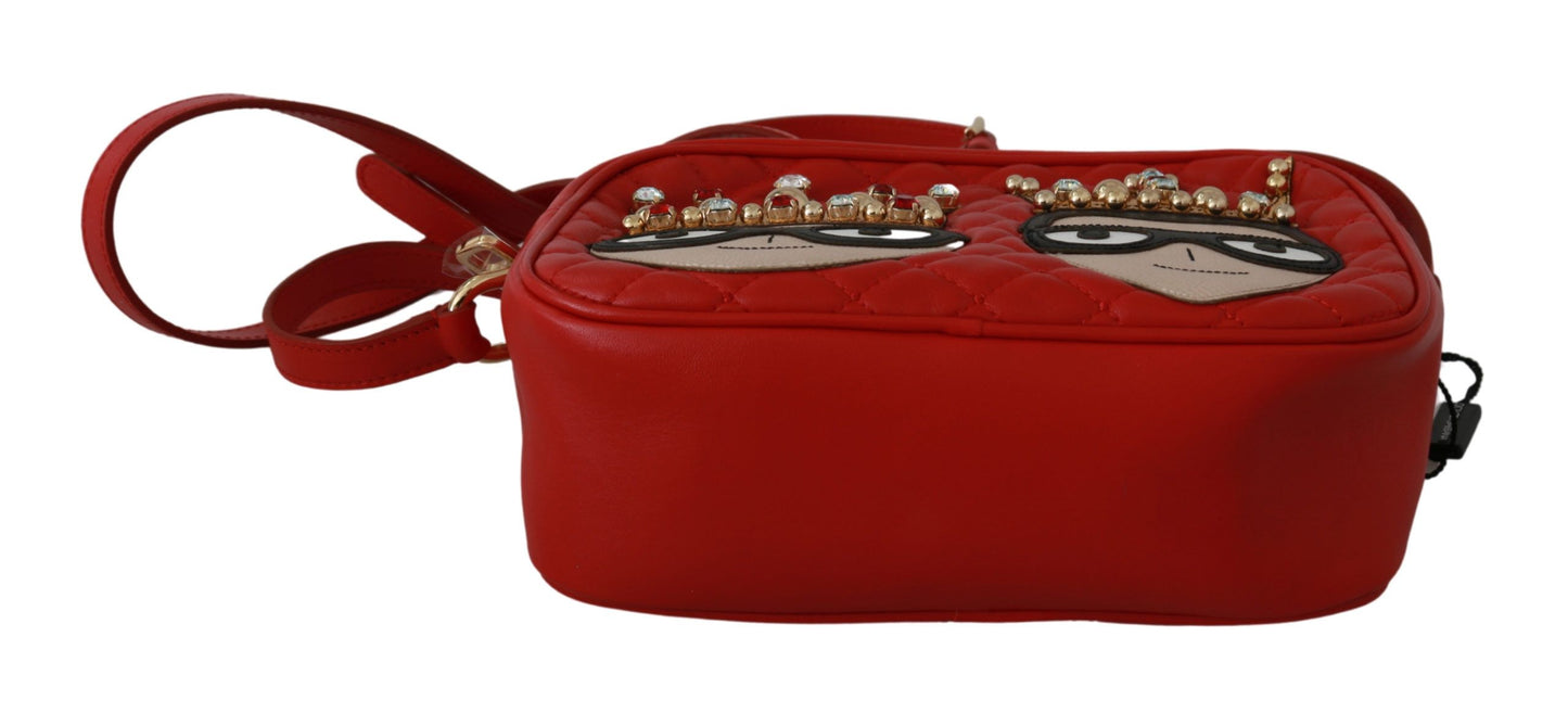 Elegant Red Leather Crossbody Glam Bag