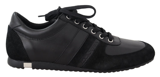 Elegant Black Leather Sport Sneakers