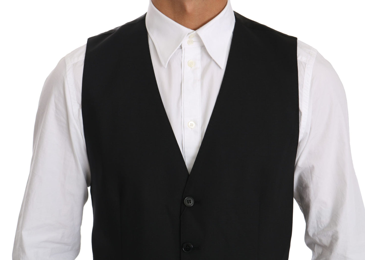 Black Waistcoat Formal Gilet Dress Wool  Vest