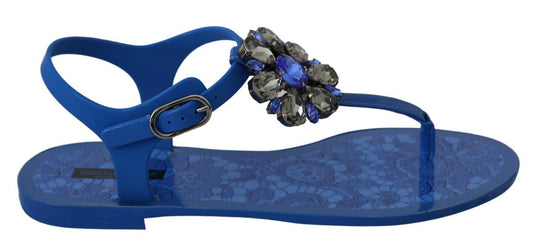 Blue Crystal-Embellished Beachwear Sandals