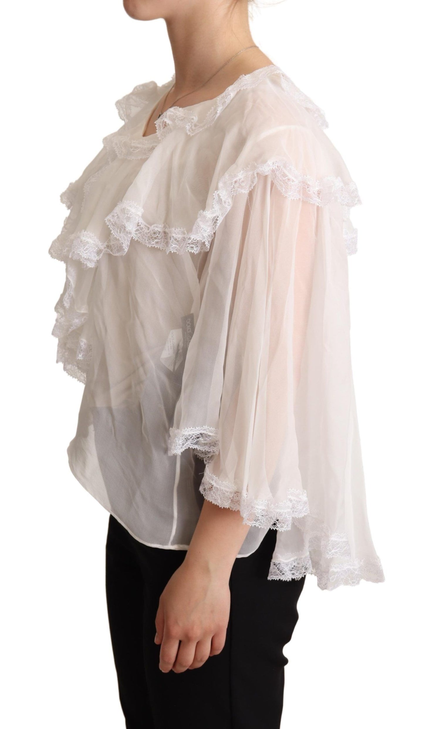 Elegant White Silk Long Sleeve Blouse