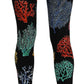 Elegant High Waist Slim Leggings Coral Print