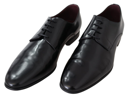 Elegant Black Leather Derby Dress Shoes