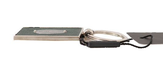 Elegant Green Leather Keychain