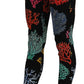 Elegant High Waist Slim Leggings Coral Print