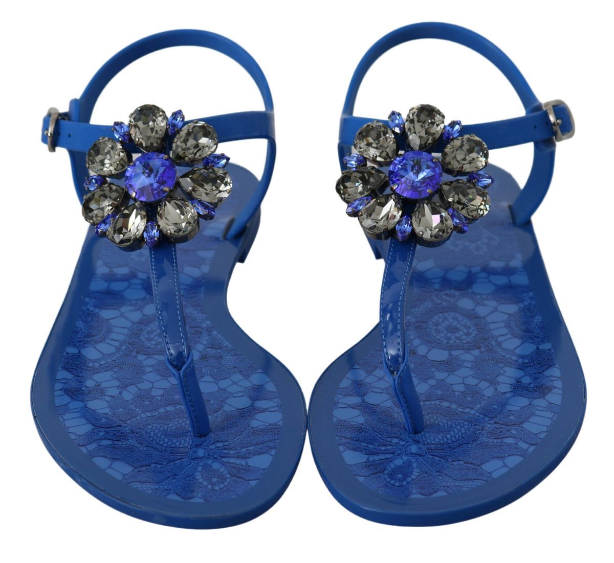 Blue Crystal-Embellished Beachwear Sandals