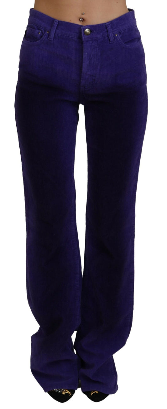 Elegant Purple Corduroy Straight Fit Pants