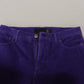 Elegant Purple Corduroy Straight Fit Pants