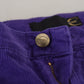 Elegant Purple Corduroy Straight Fit Pants