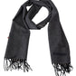 Elegant Gray Cashmere Scarf with Logo Embroidery