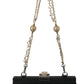 Black Fur Gold Baroque Crystal Evening Clutch