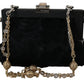 Black Fur Gold Baroque Crystal Evening Clutch