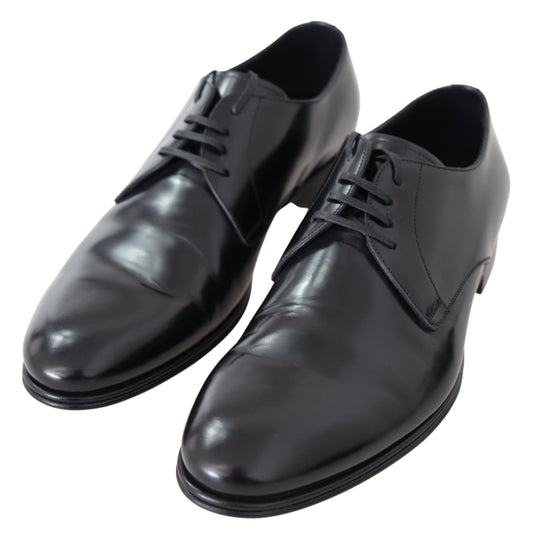 Elegant Black Leather Derby Dress Shoes