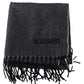 Elegant Gray Cashmere Scarf with Logo Embroidery