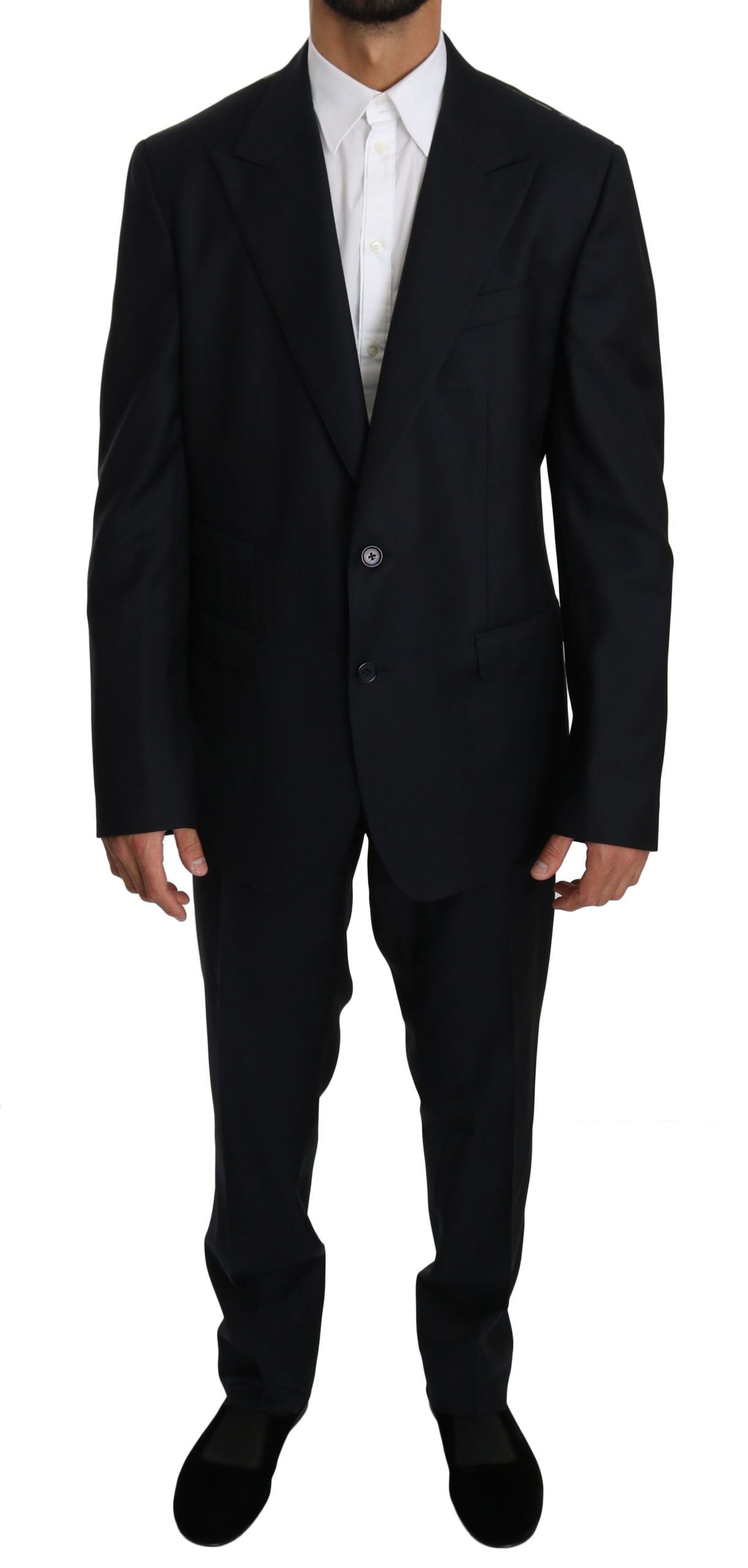 Elegant Dark Blue Virgin Wool Suit