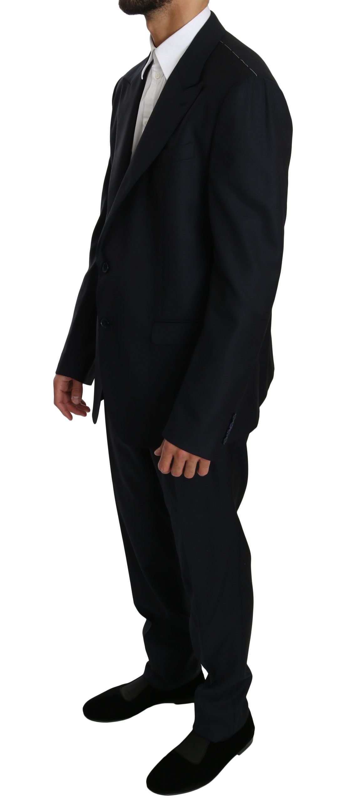 Elegant Dark Blue Virgin Wool Suit