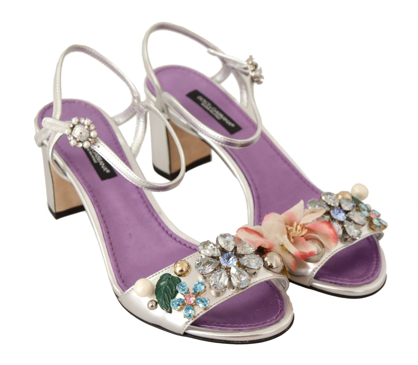 Crystal Embellished Ankle Strap Sandals