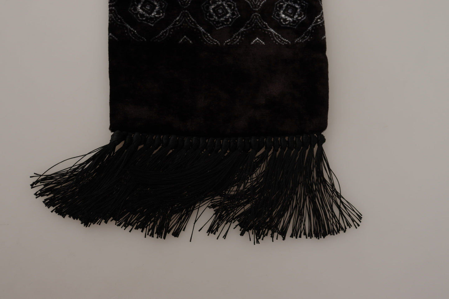 Brown Velvet Geometric Shawl Fringe Neck Wrap Scarf