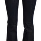 Blue Cotton Low Waist Flared Women Casual Denim Jeans