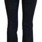 Blue Cotton Low Waist Flared Women Casual Denim Jeans