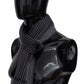 Elegant Striped Wool Scarf in Black and Gray