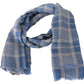 Elegant Blue Wool Scarf with Check Pattern