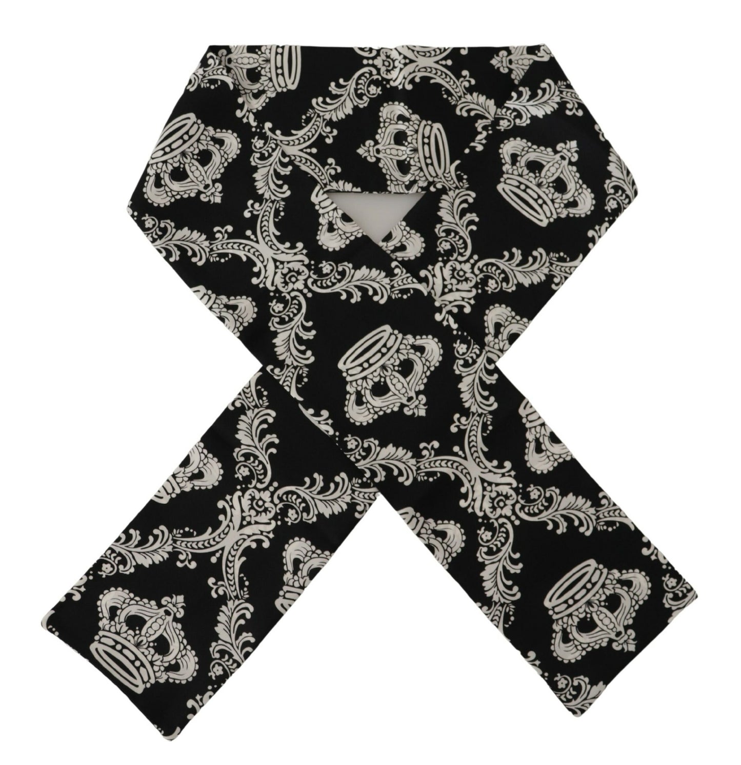 Elegant Black & White Silk Men's Scarf