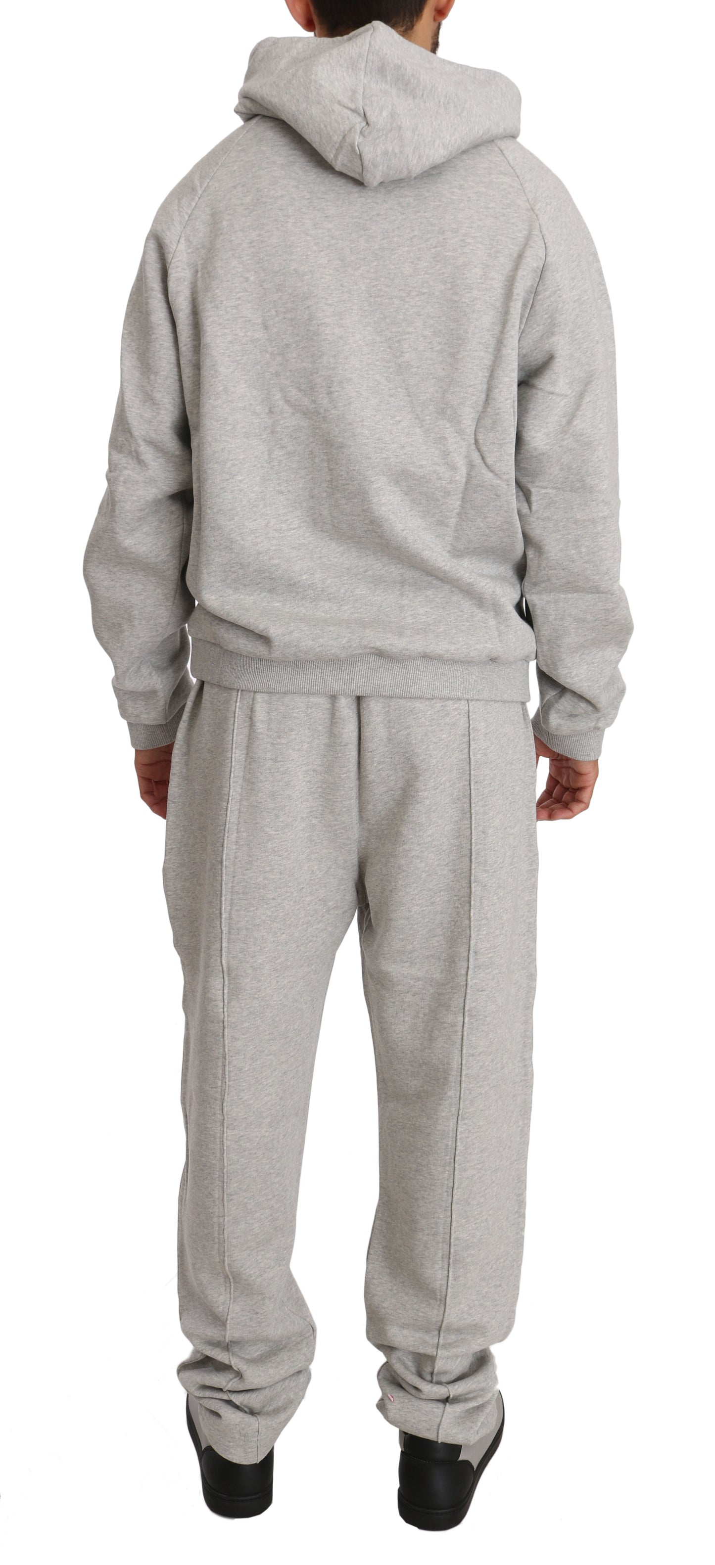 Elegant Gray Cotton Sweatsuit Ensemble