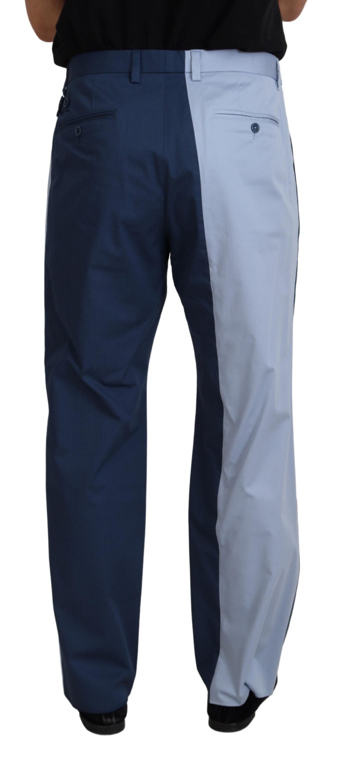 Blue Cotton Straight Fit Pants