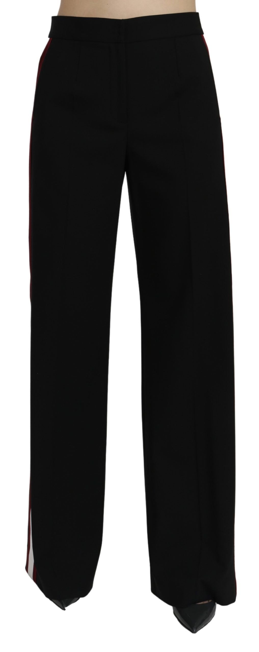 Elegant High Waist Straight Wool Blend Pants