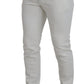 Chic White Denim Pants - Slim Fit Luxury Cotton Blend
