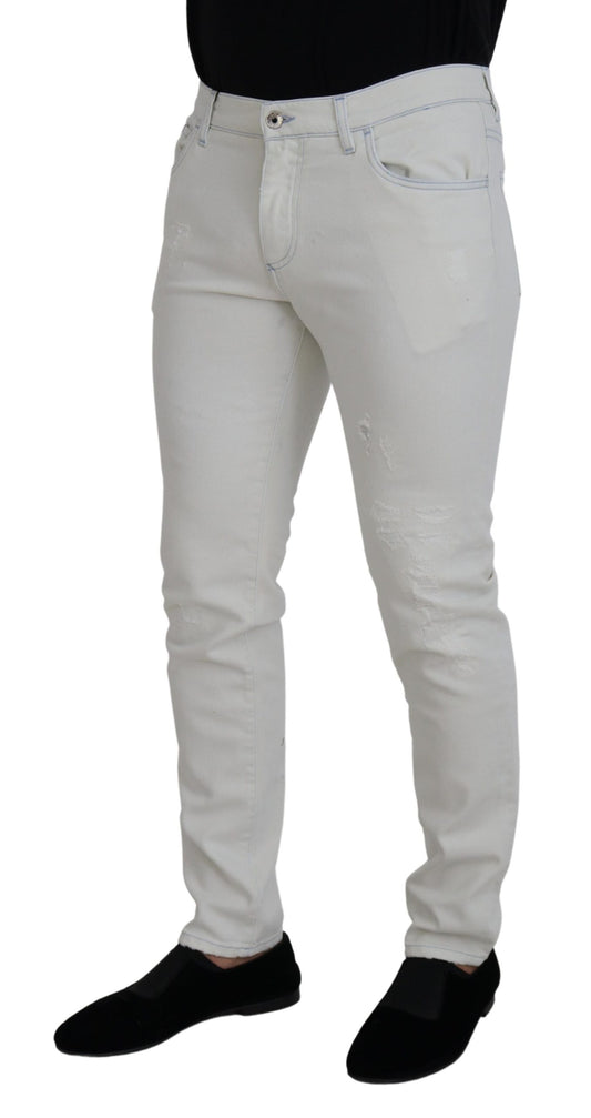 Chic White Denim Pants - Slim Fit Luxury Cotton Blend