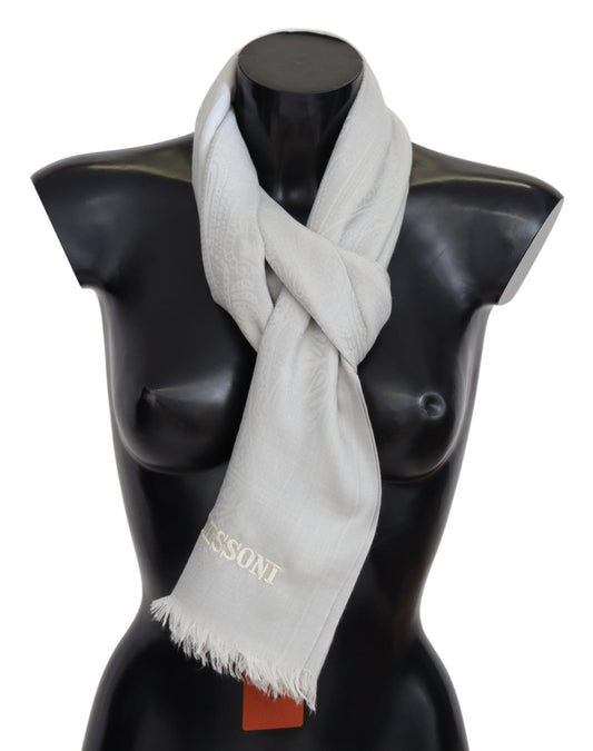 Elegant White Cashmere Scarf Unisex