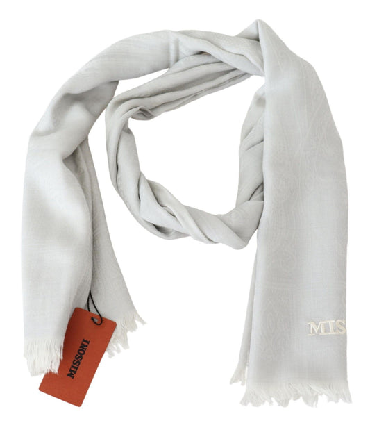 Elegant White Cashmere Scarf Unisex